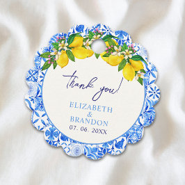 Italian-Style Wedding with Mediterranean Tiles Gåvor Etiketter