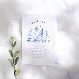 Italian Summer Blue Boy Baby Shower Thank You Tack Kort