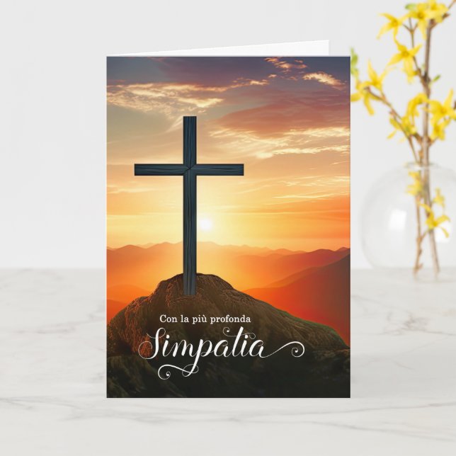 Italian Sympathy Con la Comprensione Sunset Cross Kort (Gul blomma)