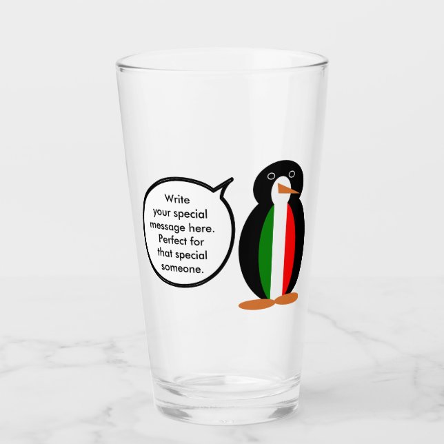 Italian Talking Ms Penguin Personalized  Glaskopp (Framsida)