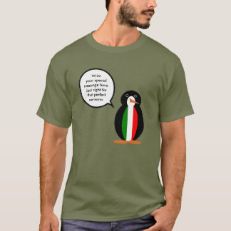 Italian Talking Ms Penguin Personalized Text Men's T Shirt