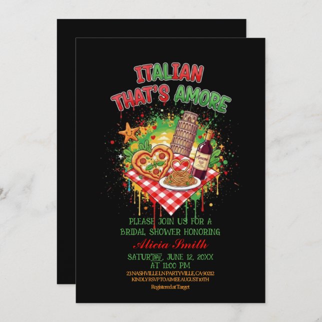 Italian That's Amore Bridal Shower Invitation Inbjudningar (Fram/baksida)