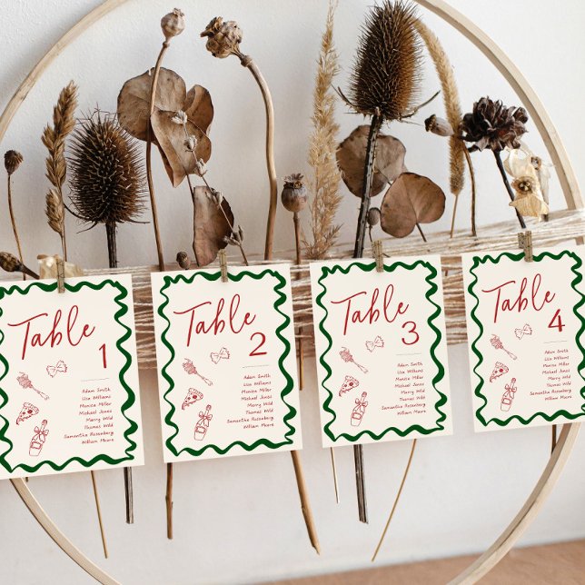 Italian That's Amore Pizza Bridal Table Number Inbjudningar (Table Place Cards with Italian theme)