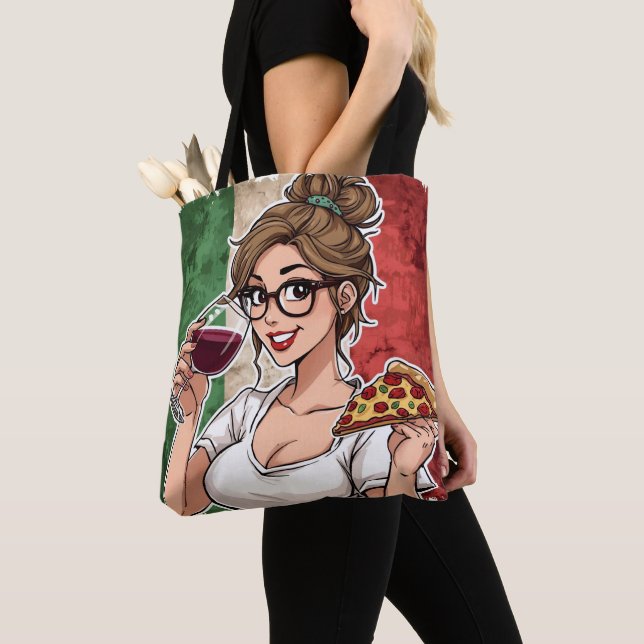 Italian Themed Tote Tygkasse (Närbild)