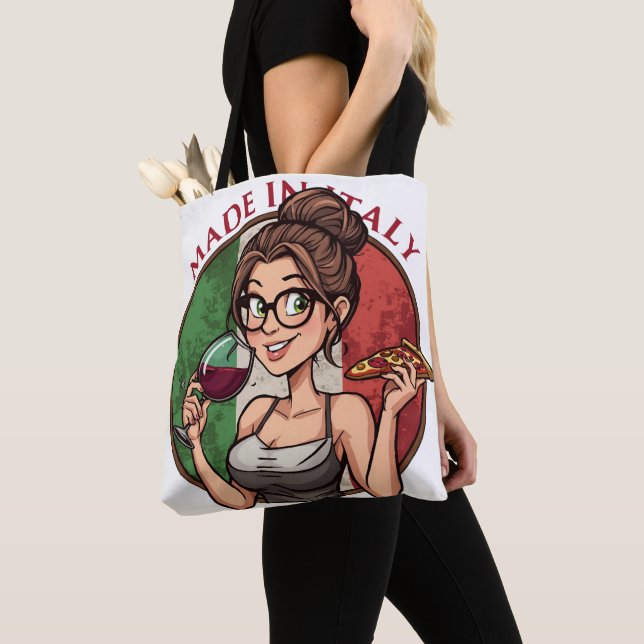 Italian Themed Tote Tygkasse (Närbild)