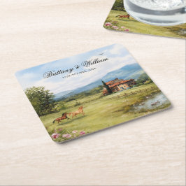 Italian Tuscan Countryside Wedding  Underlägg Papper Kvadrat