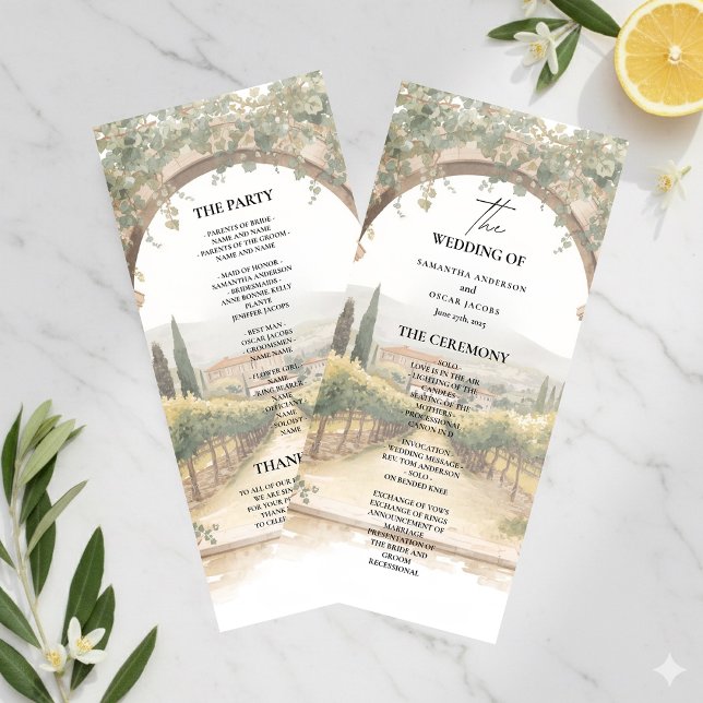Italian Vineyard Wedding Program | Tuscan Arch  (Skapare uppladdad)