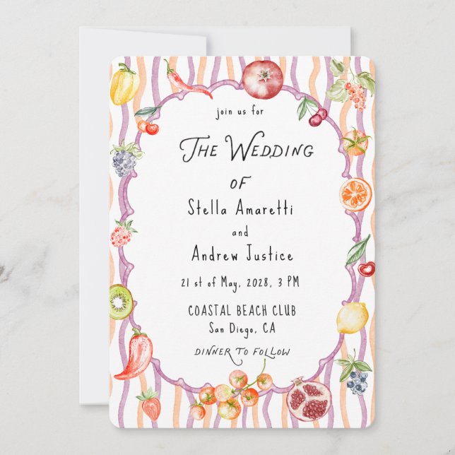 Italian Watercolor Rustic Wedding Invitation Inbjudningar (Framsida)
