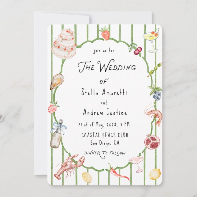 Italian Watercolor Rustic Wedding Invitation Inbjudningar (Framsida)