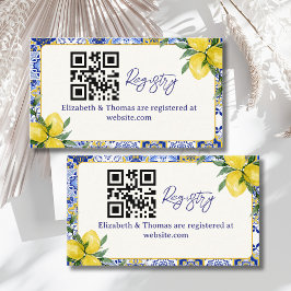 Italian watercolor tiles with lemon Bridal Shower Tilläggskort