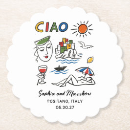 Italian Wedding Hand Drawn Amalfi Coast Modern  Underlägg Papper
