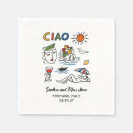 Italian Wedding Whimsical Hand Drawn Amalfi Coast  Pappersservett