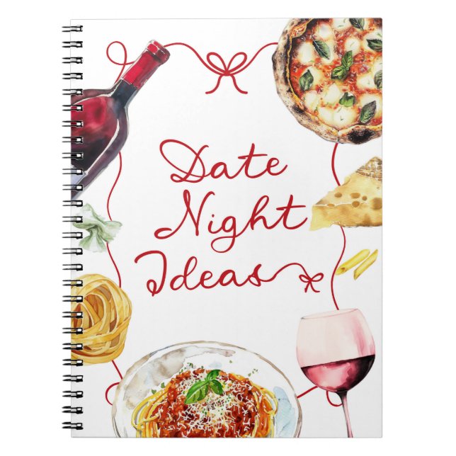 Italian Wine Pizza Date Night Ideas Anteckningsbok (Framsidan)