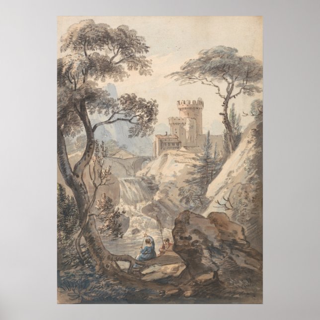 Italianate Ligcape med Castle - Paul Sandby Poster (Framsidan)