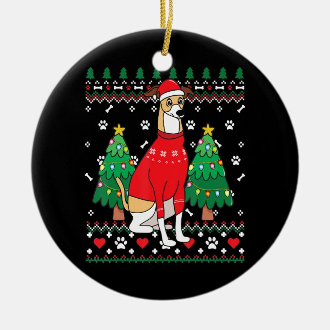 italiansk greyhound christmas ornament träd julaft (Framsidan)