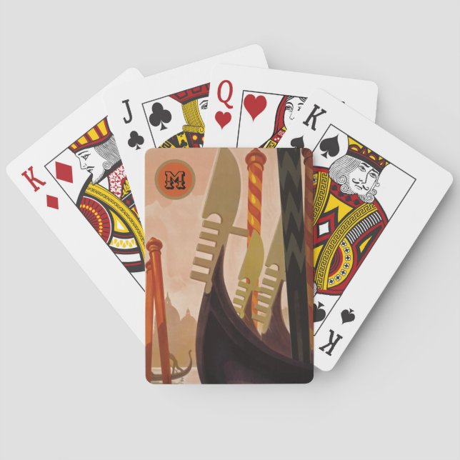 Italiarna för Monogrammade Venedigkanaler Casinokort (Baksidan)