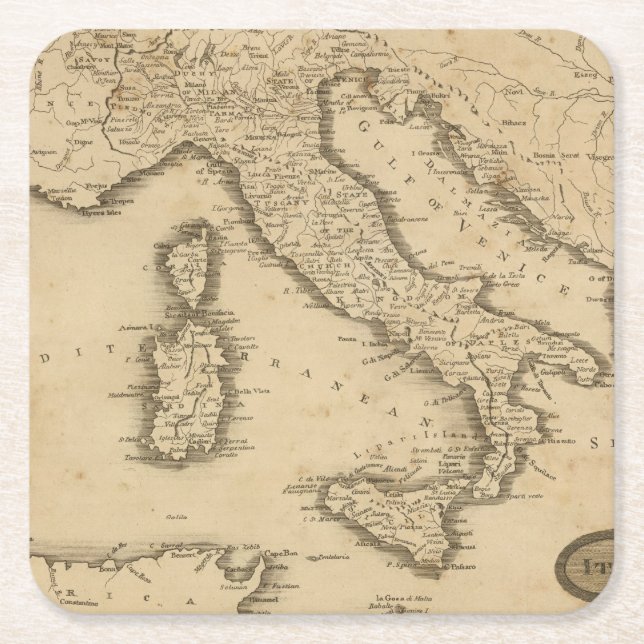 Italien 18 underlägg papper kvadrat (Framsidan)