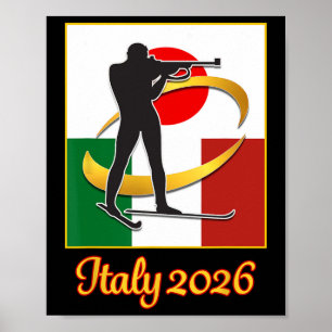 Italien 2026 Biathlon Japan Italien Flaggor 2026 W Poster