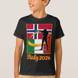 Italien 2026-Norge och Italien Flagga-vinter T Shirt