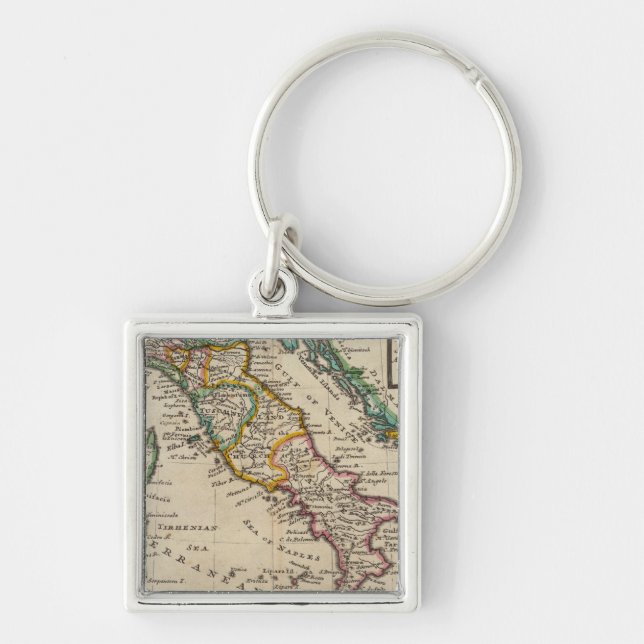 Italien 9 fyrkantig silverfärgad nyckelring (Framsidan)