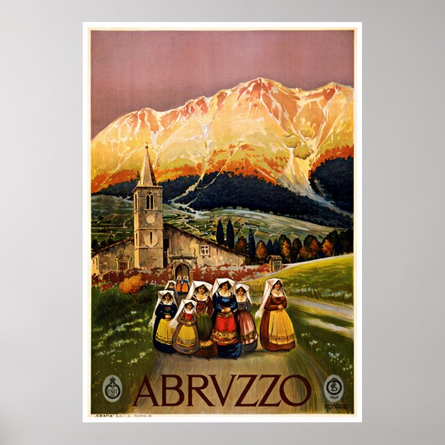 Italien Abrvzzo Abruzzo - Poster Vintage resor (Framsidan)
