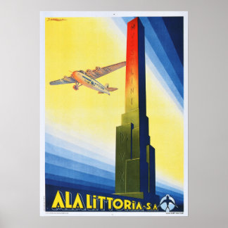 ITALIEN ALA LITTORIA Airlines Vintage Flygplan Pos Poster