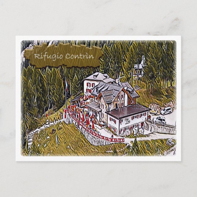 Italien - Alperna Hut Contrin - Dolomiti Vykort (Framsida)