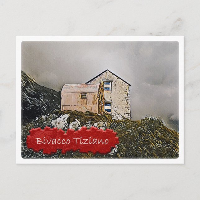 Italien alpine hut Bivacco Tiziano Dolomiti - Vykort (Framsida)