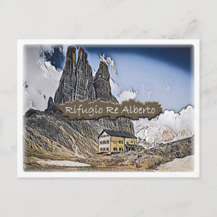 Italien - alpine hut Re Alberto - Dolomiti - Vykort