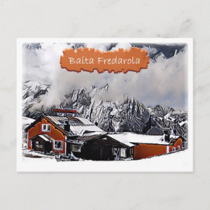 Italien - alpint hut Baita Fredarola - Dolomiti Vykort