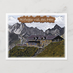 italien - alpint hut Viel dal Pan - Dolomiti - Vykort