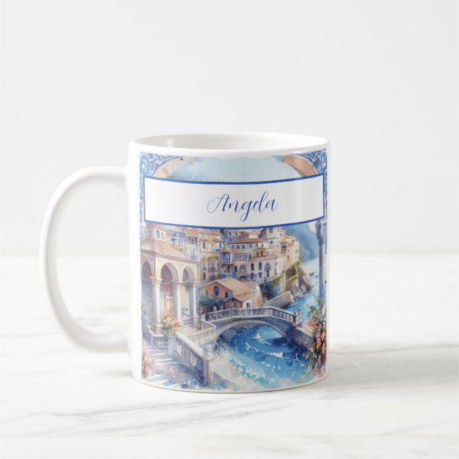 Italien Amalfi Kusten Blue Tiles Kaffemugg (Vänster)