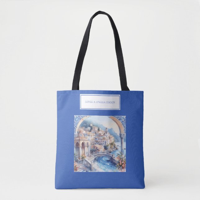 Italien Amalfi Kusten Blue Tiles Tygkasse (Framsida)