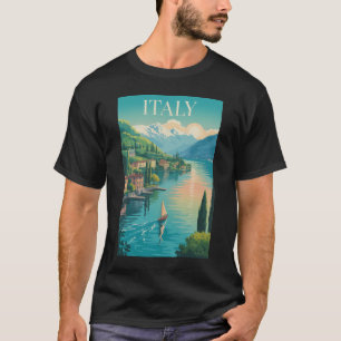 Italien Amalfi-kusten Illustration Resa Konst Vint T Shirt