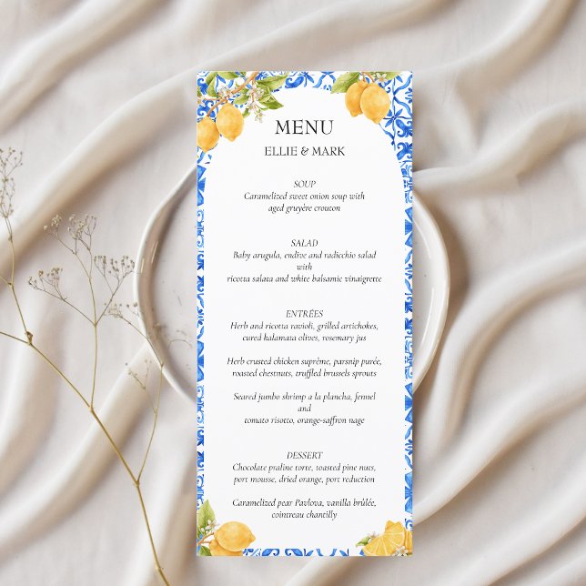 Italien Amalfi Kusten Meny (Mediterranean Wedding Lemons Menu)