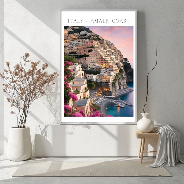 Italien Amalfi Kusten Positano Flowers Skriv ut Po Poster (Italy Amalfi Coast Positano Flowers Print Poster)