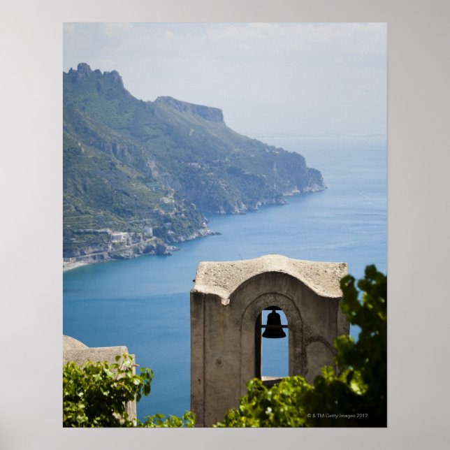 Italien, Amalfi Kusten, Ravello, Bell torn med Poster (Framsidan)