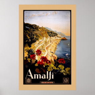 Italien Amalfi Kusten Vintage resor Poster