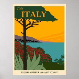 Italien Amalfi Kusten Vintage resor Poster