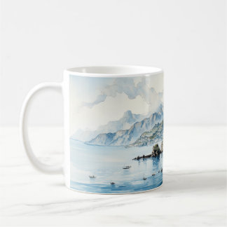 Italien Amalfi Kusten Watercolor Painting Kaffemugg