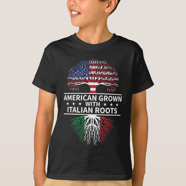Italien American Grown Italy Roots T Shirt (Framsida)