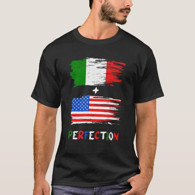 Italien Amerika Italienska Flagga Perfection Foo T Shirt (Framsida)