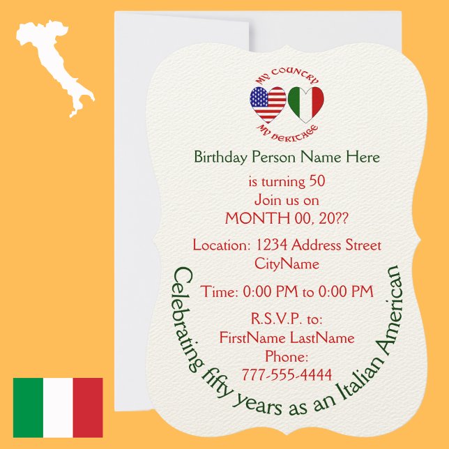 Italien-Amerikansk födelsedagsinbjudan Inbjudningar (Skapare uppladdad)