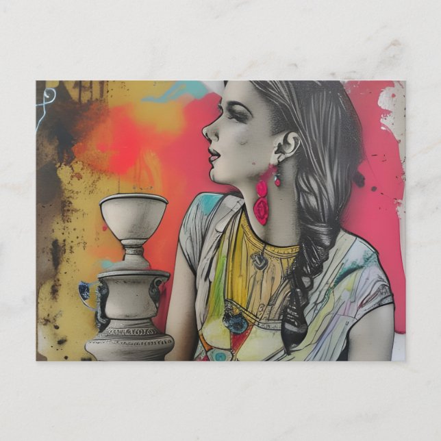 Italien Ancient Pompei Mode Woman Vykort (Framsida)