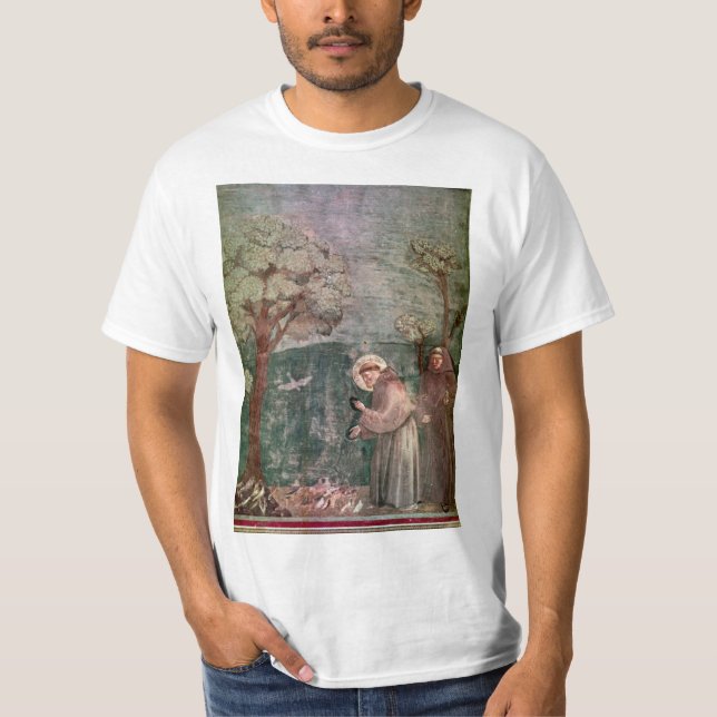 Italien, Assisi, St Francis och fåglarna T-shirt (Framsida)