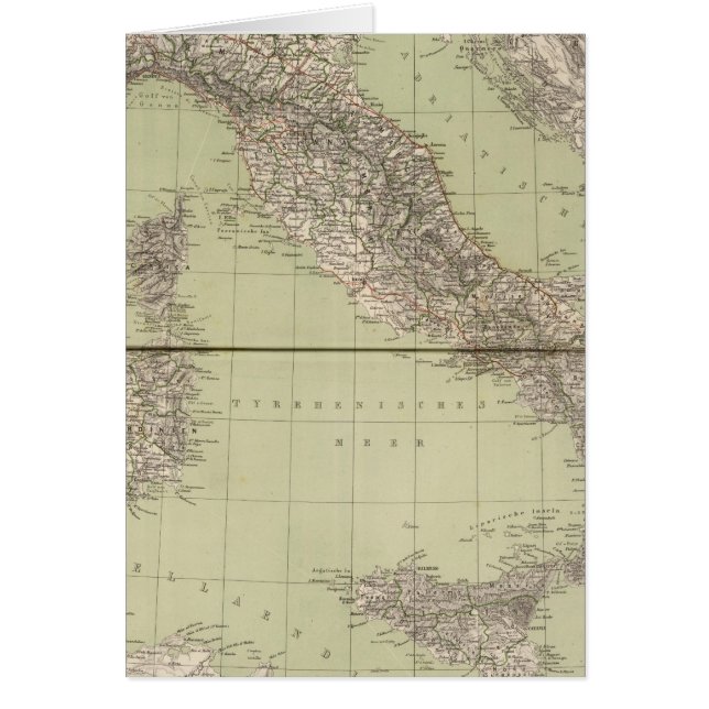 Italien Atlas Karta Hälsningskort (Framsidan)