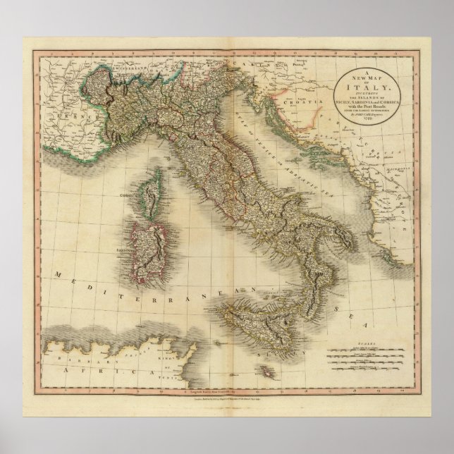 Italien Atlas Karta Poster (Framsidan)