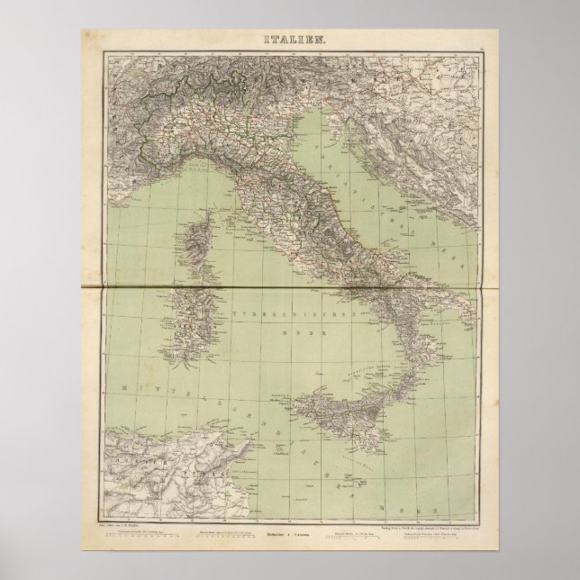 Italien Atlas Karta Poster (Framsidan)