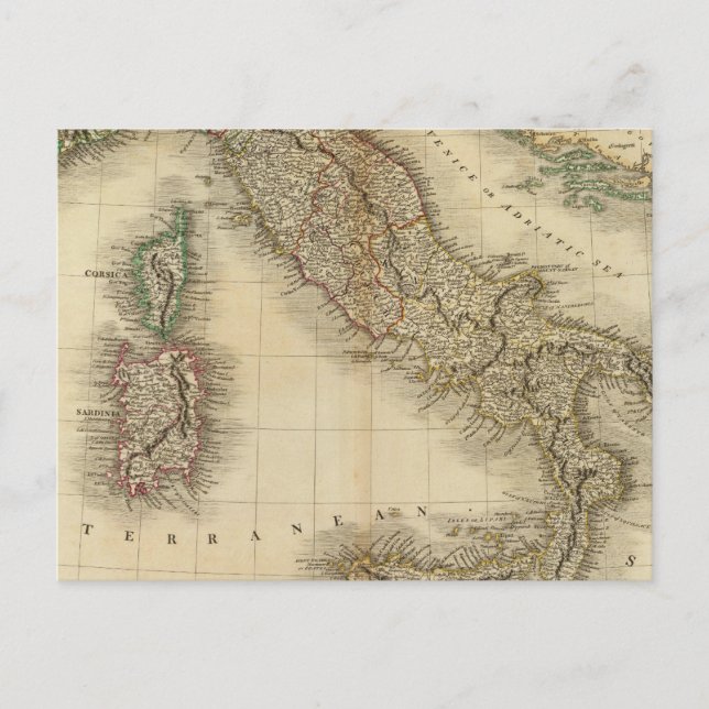 Italien Atlas Karta Vykort (Framsida)
