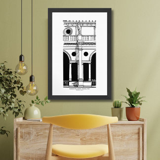 Italien Basilica Palladiana Travel Bläck Sketch Poster